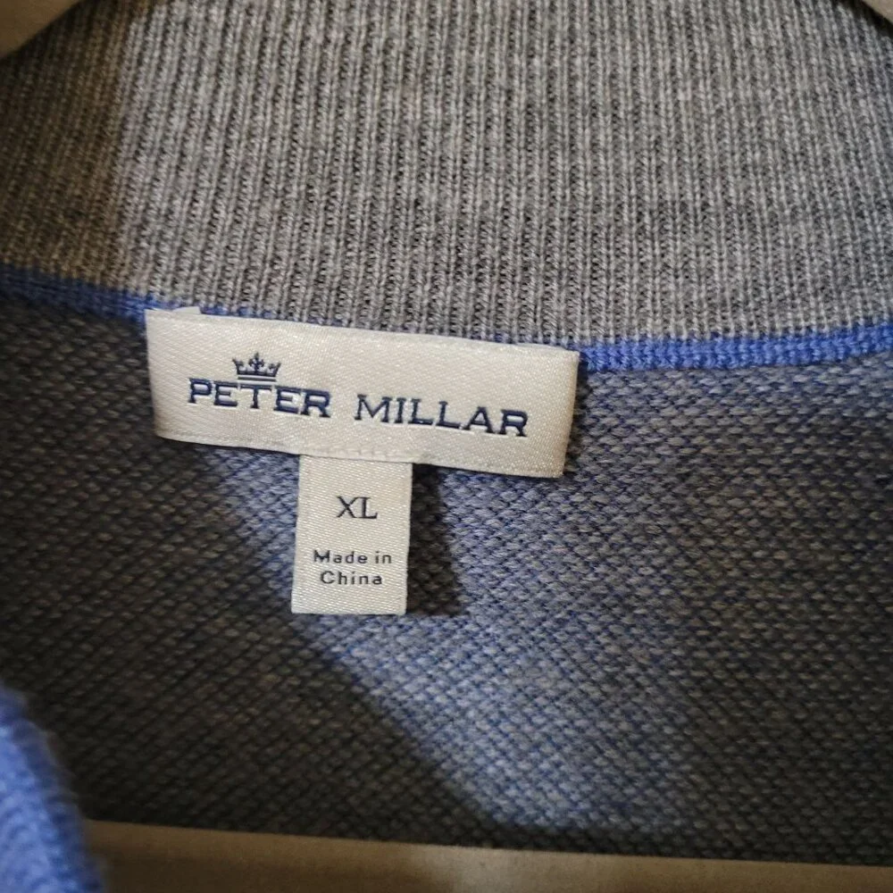 Peter Millar XL Blue Italian Merino Wool Mens Sweater Preppy Office Career‎
